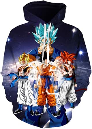 Super Muscle Fighting Anime Goku 3D Print Felpe con Cappuccio Dragon Ball Manica Lunga con Cappuccio A Fascia Uomo Donna Pullover Tuta-W-53