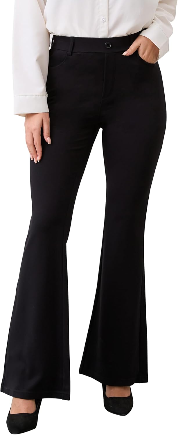 VIMPEP Women’s Classic Yoga Dress Pants High Rise Flare Soft Feeling Pull On Work Yoga Pants for Business Office Work 2102
