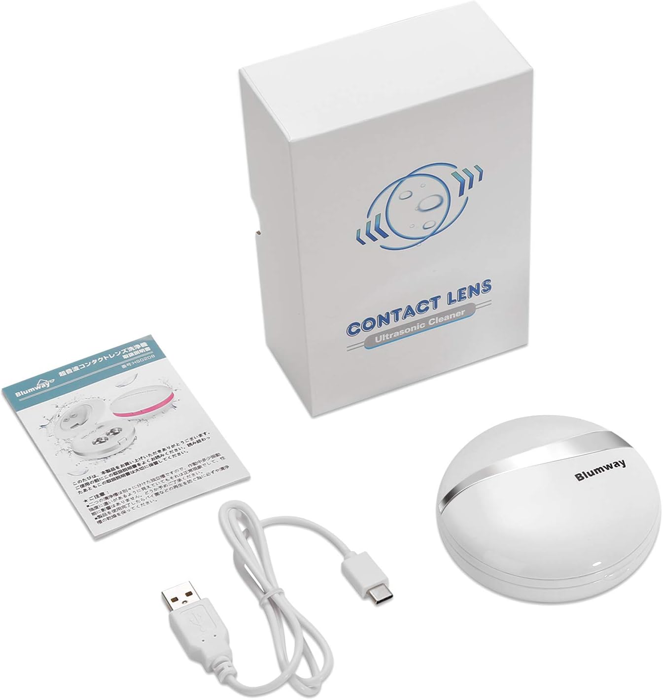 Ultrasonic Contact Lens Cleaner Machine Portable with Type-C USB Cable for Disposal Soft Lens/Hard Lens/Contact Lens/Colored Lens/RGP Lens/OK Lens : Health & Household