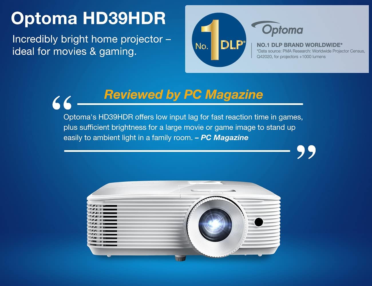 Wееklу Tор Sаlе Optoma HD39HDR High Brightness HDR Home Theater Projector | 120Hz Refresh Rate | 4000 lumens | Fast 8.4ms Response time with 120Hz | Easy Setup with 1.3X Zoom | 4K Input | Quiet Operation 26dB