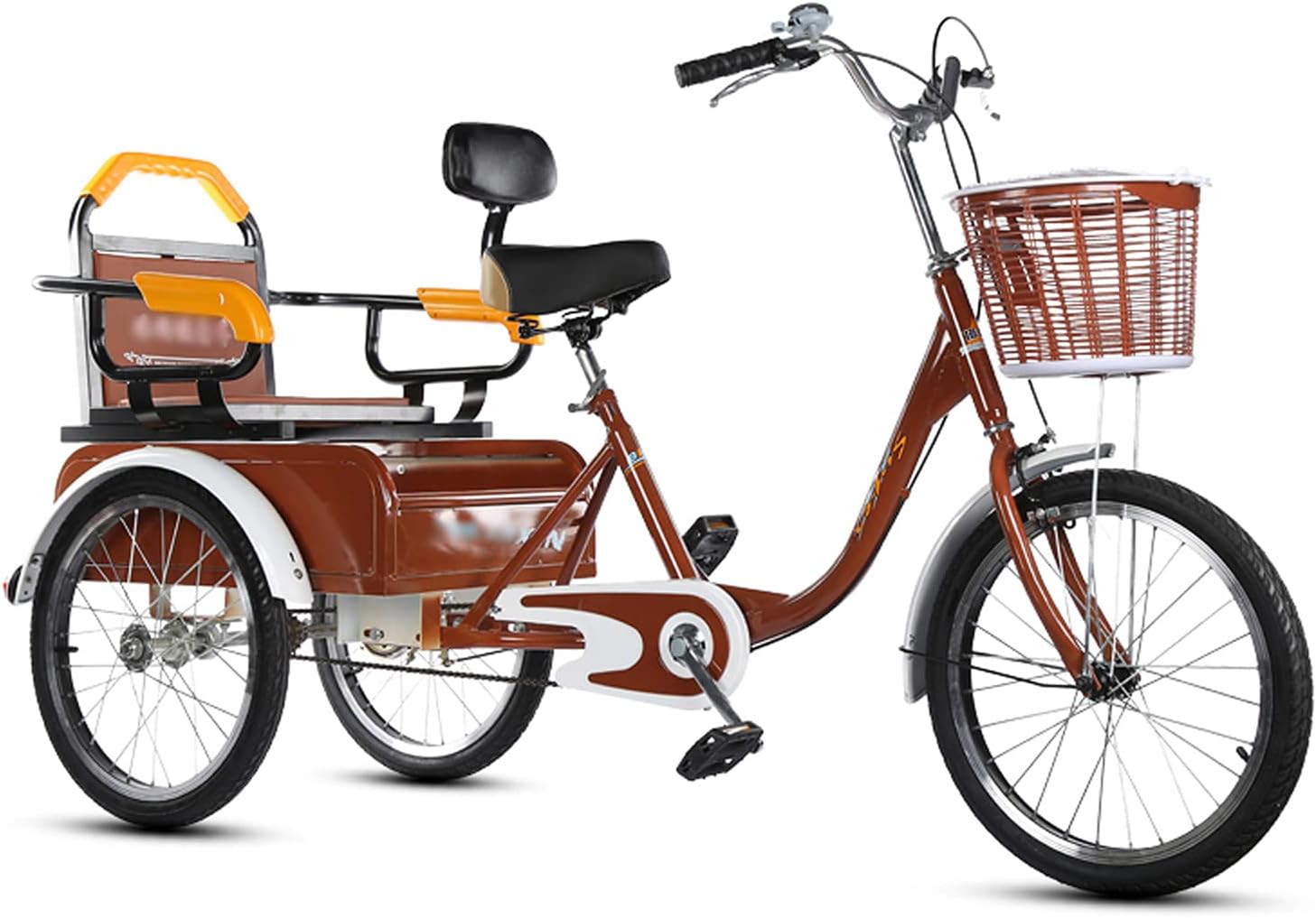 Adult Tricycle Three Wheel Bike 3 Wheel Bikes 20 Inch Three Wheel Cruiser Bike with Back Seat & Seat Backrest Comfort Bicycles for Seniors Women Men Cycling Pedalling