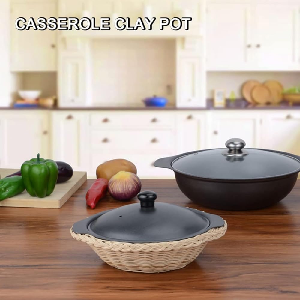 Casseruola in ghisa Antiaderente con Coperchio, Padella Antiaderente? Mini Wok, pentole per la casa per Una o più Persone - 18 cm (22 cm)