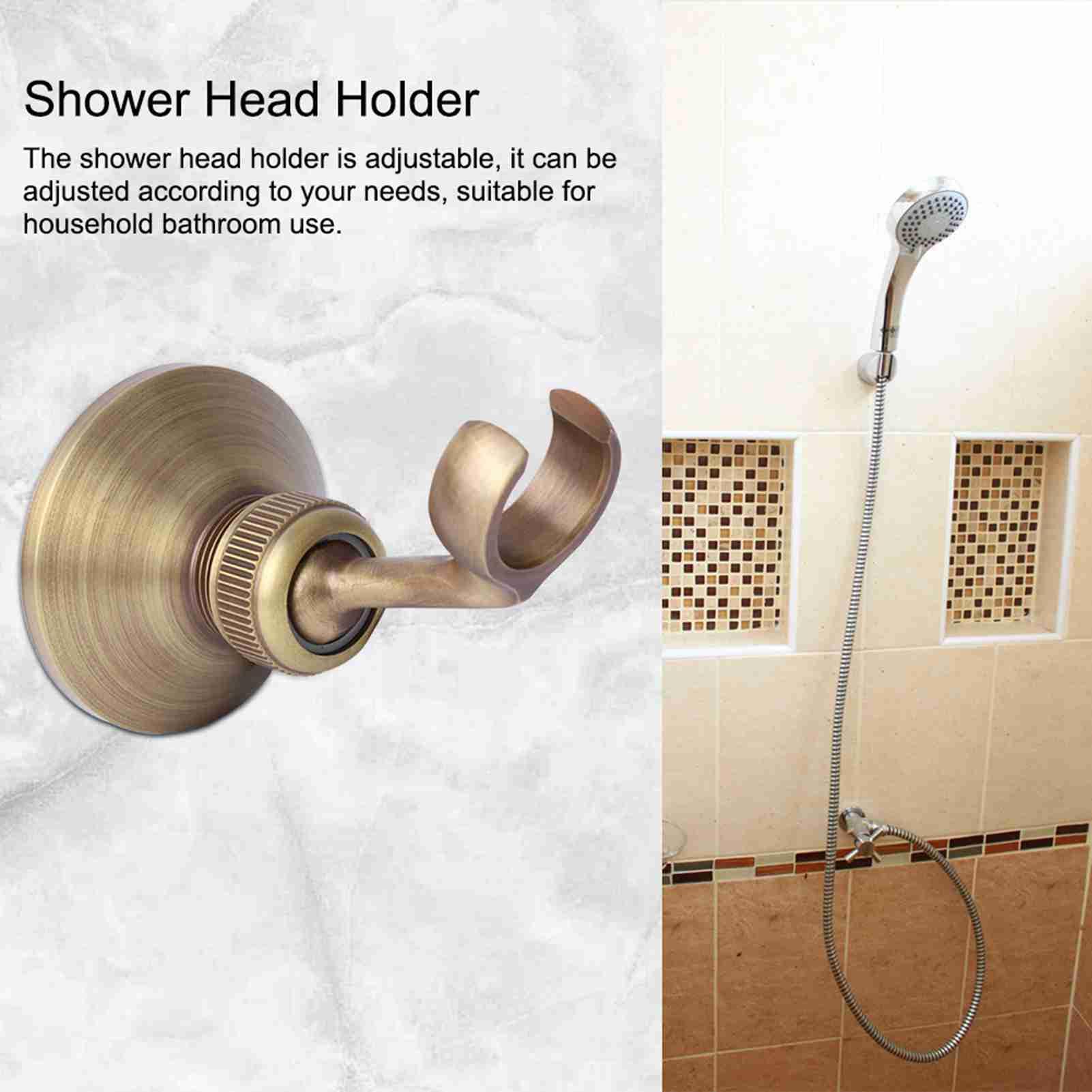 VIFERR Shower Head Holder Brass Shower Head Holder Adjustable Hand Shower Holder Wall Mounted Shower Head Holder Base for Home Bathroom - Image 2