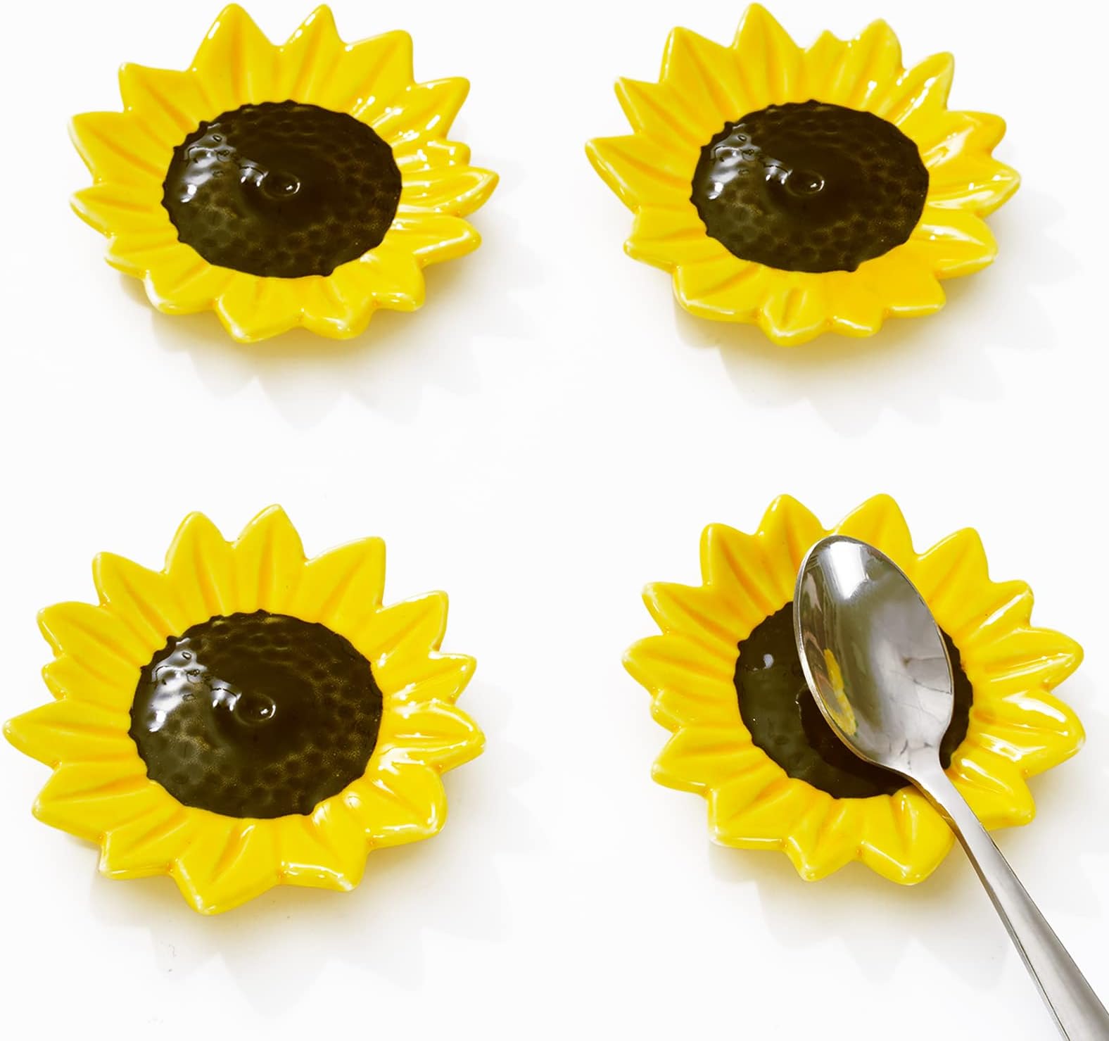 Whaline 4Pcs Lemon Coffee Spoon Rest Summer Ceramic