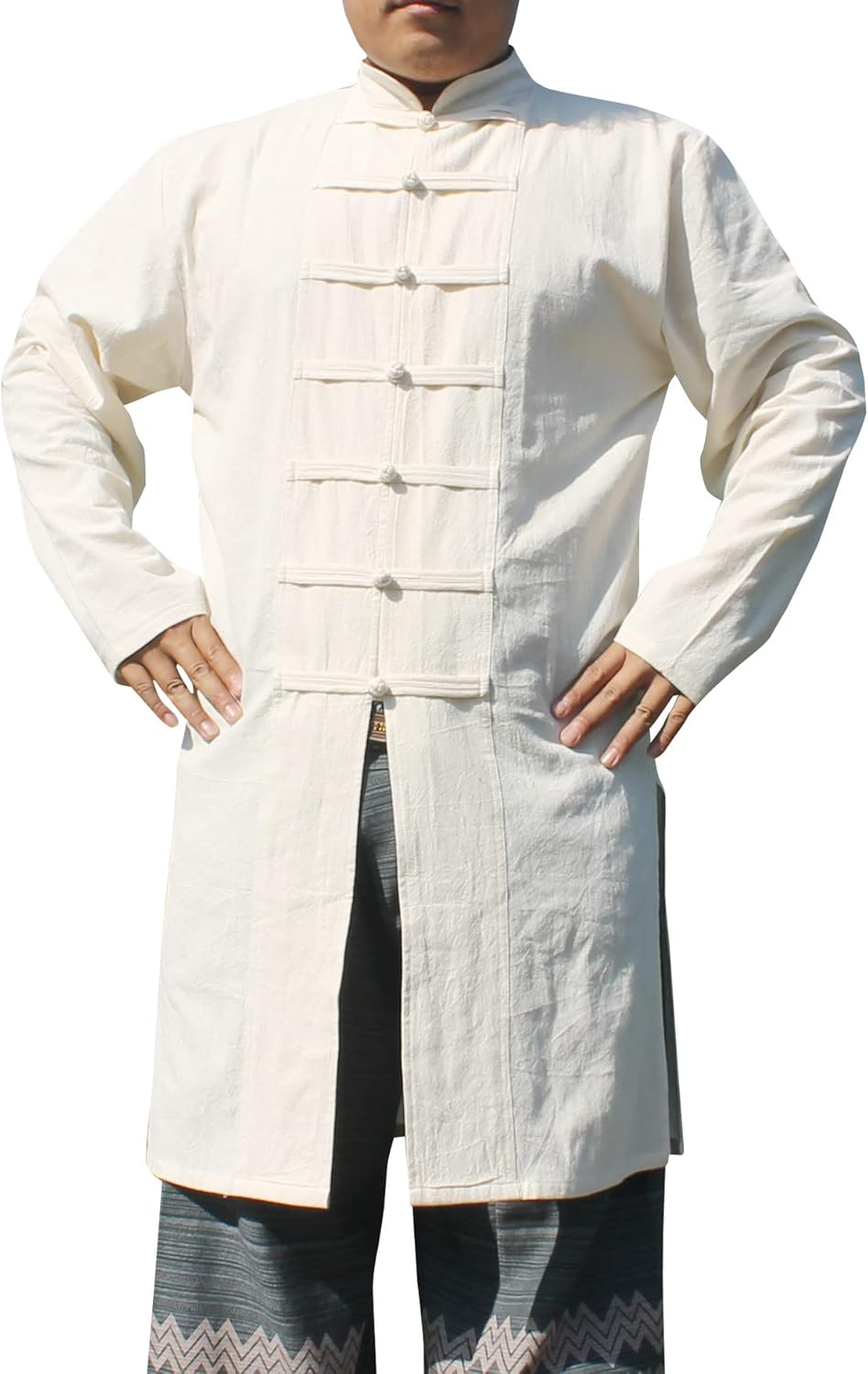 Chinese Style Handmade Cotton Jacket Long Kung Fu Shirt