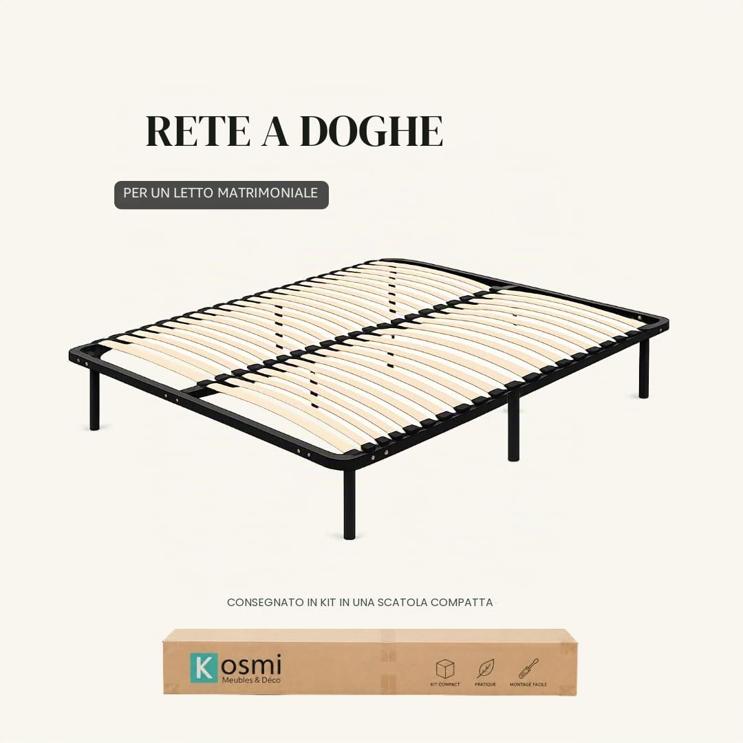 SKU- Rete a doghe 180 x 200 cm su gambe per letto matrimoniale