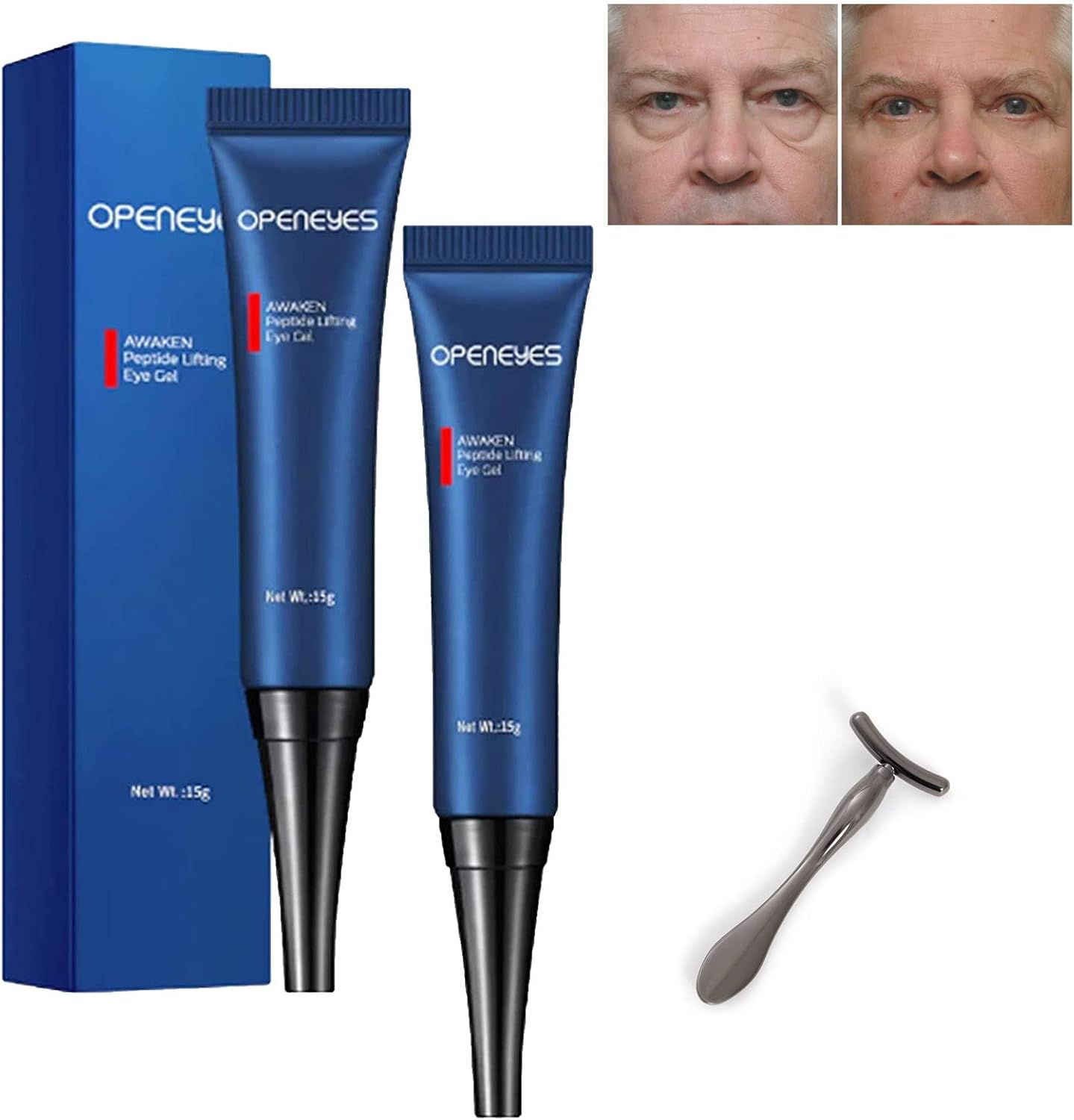 Openeyes Awaken Peptide Lifting Eye Gel, Nordizoe Openeyes, Nordizoe Eye Cream, Openeyes Peptide Eye Gel, Anti-aging serum voor mannen en vrouwen (2 stuks)
