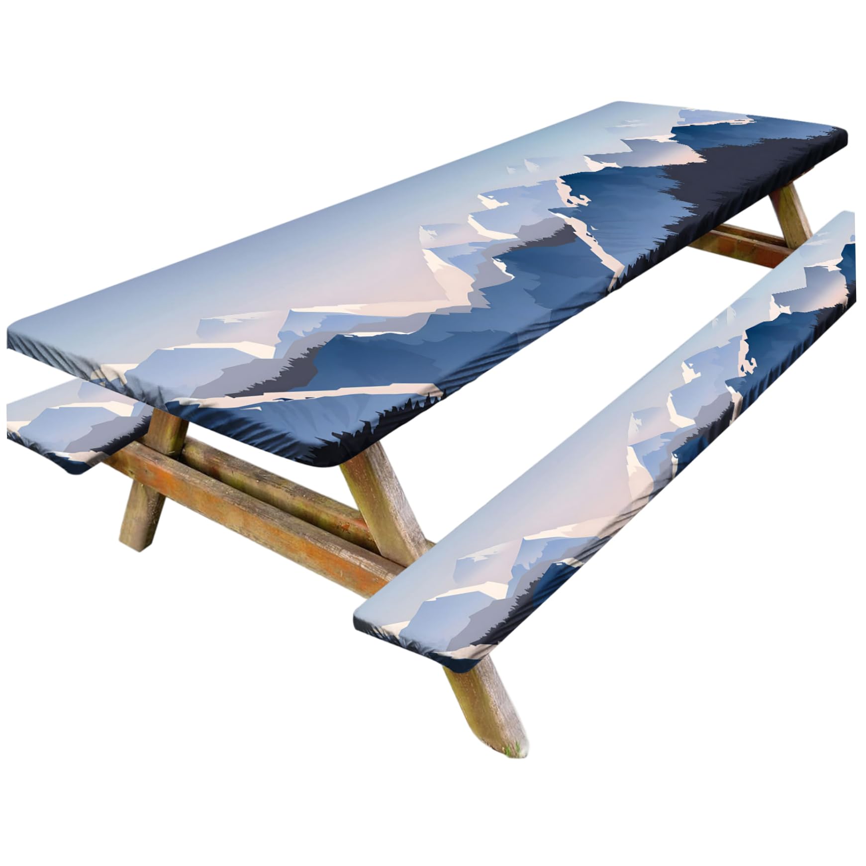 Housses de table pique-nique et bancs de 2,4 m de style 2 en tissu élastique imperméable