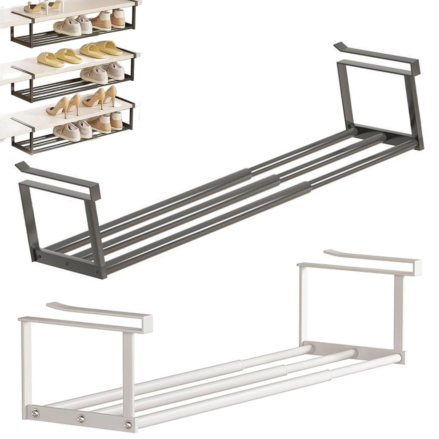 Étagère télescopique pour chaussures extensible et réglable, organisateur armoire modèle B