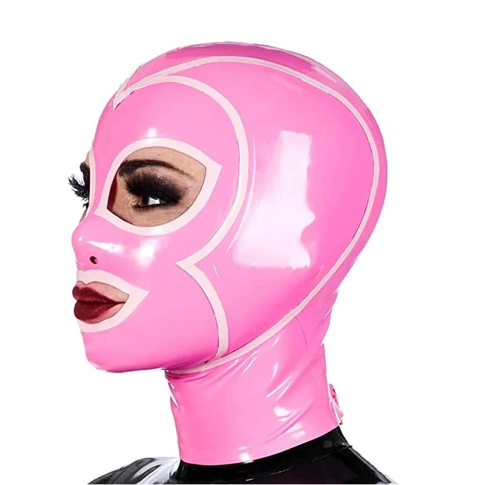Rosa Lattice Testa Coperchio Fatto a Mano Lattice Maschere Viso Occhi Esposti Bocca Esposta Unisex per Cosplay Party(Size:M)