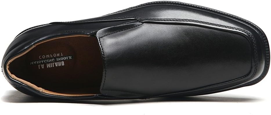 La Milano Wide Width Mens Geniune Leather Moc Toe Slip On Dress Shoe 9.5EEE, Black - Image 5
