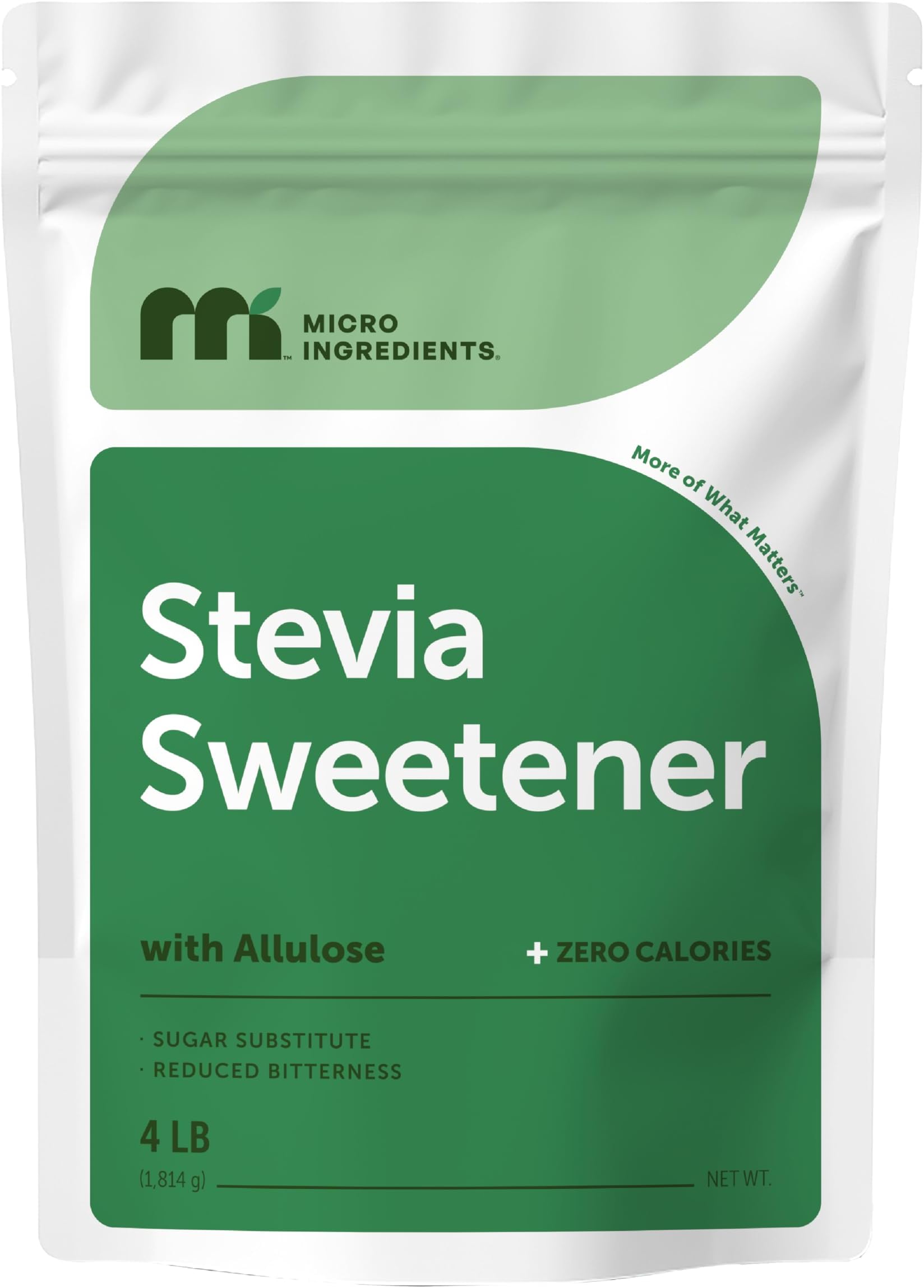 Stevia Sweetener Powder with Plant-based Erythritol, 4 Pounds (64 Ounces) | Keto, 0 Calorie, Low Carb, 4:1 Sugar Substitute, Natural Sweetener, Bitterless, Reb-A Stevia Leaf Extract, Non-GMO, Vegan