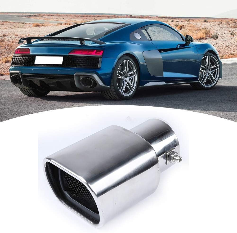 Exhaust Tips Muffler, Bright Silver Universal Square Mouth Stainless Steel Car Exhaust Tail Pipe, Inlet 63Mm(2.5") Outlet 95Mm(3.7")