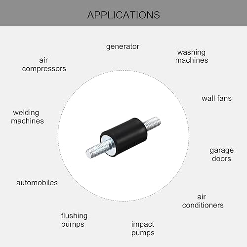 Miniatura 4 de uxcell Soportes de goma M4x10mm, 8pcs Anti Vibración Aislador Studs Amortiguador Macho para Compresores de Aire, Motor de Garaje, Motores Diesel,