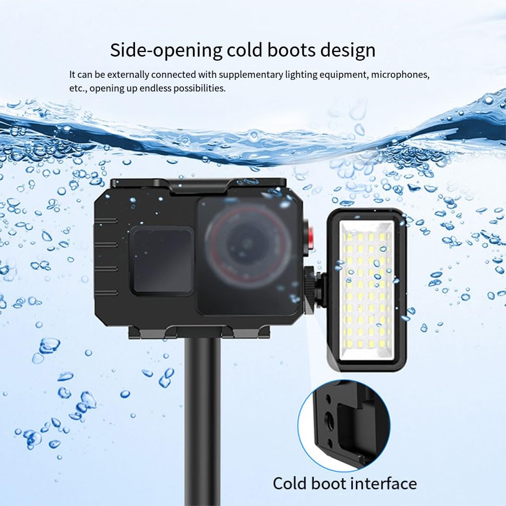 Underwater Dive Case Action 5, carcasa de aluminio impermeable de 80 m con lente de vidrio HD y soporte lateral, para color negro