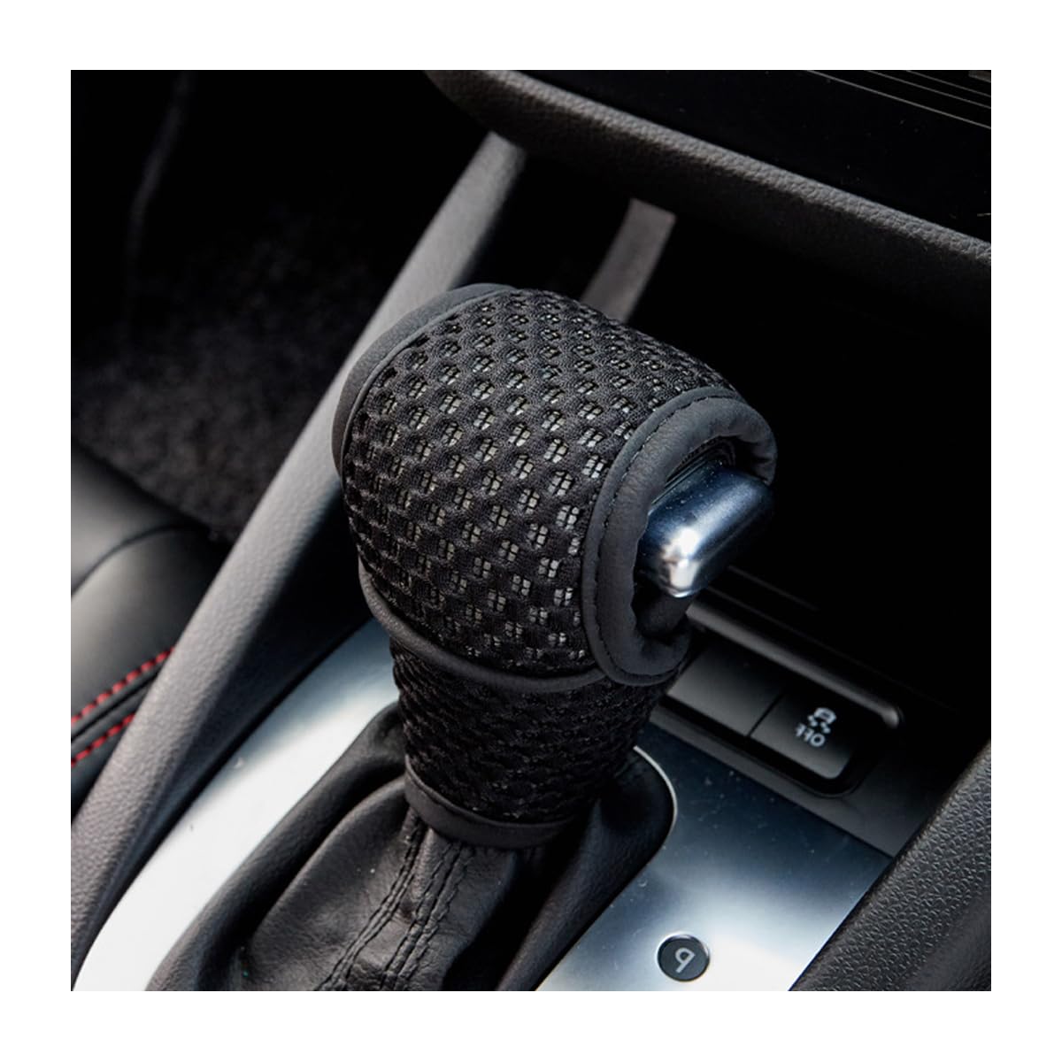 Car Gear Shift Knob Cover, Breathable Vehicle Manual Stick Lever Shifting Handle Protector, Anti-Slip Automotive Interior Gear Shifter Knob Guard, Universal for SUV, Sedan, Truck (Black)