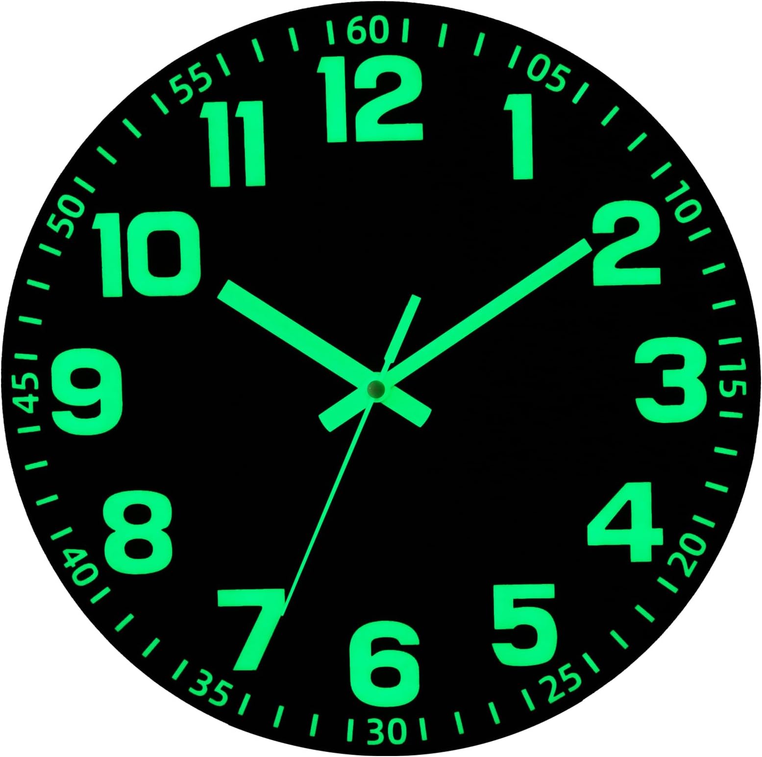 Warminn 12 inch Wall Clocks Glow In the Dark Clock Silent Non Ticking Night Lights Luminous Modern Wooden Vintage Black Retro Outdoor Clock for Kitchen Bedrooms Bathroom Living Room Garden Kids