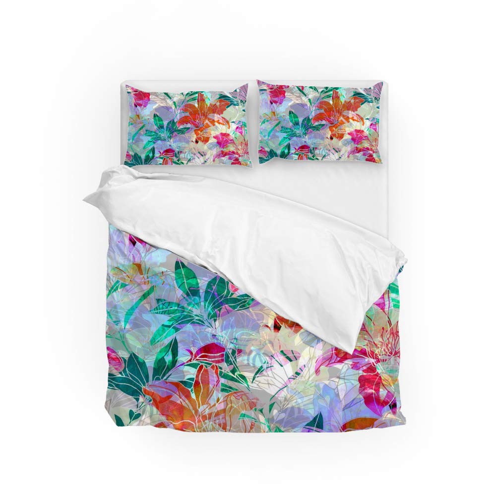 Parure de lit fleurs et feuilles King pour transformer votre chambre en oasis de détente