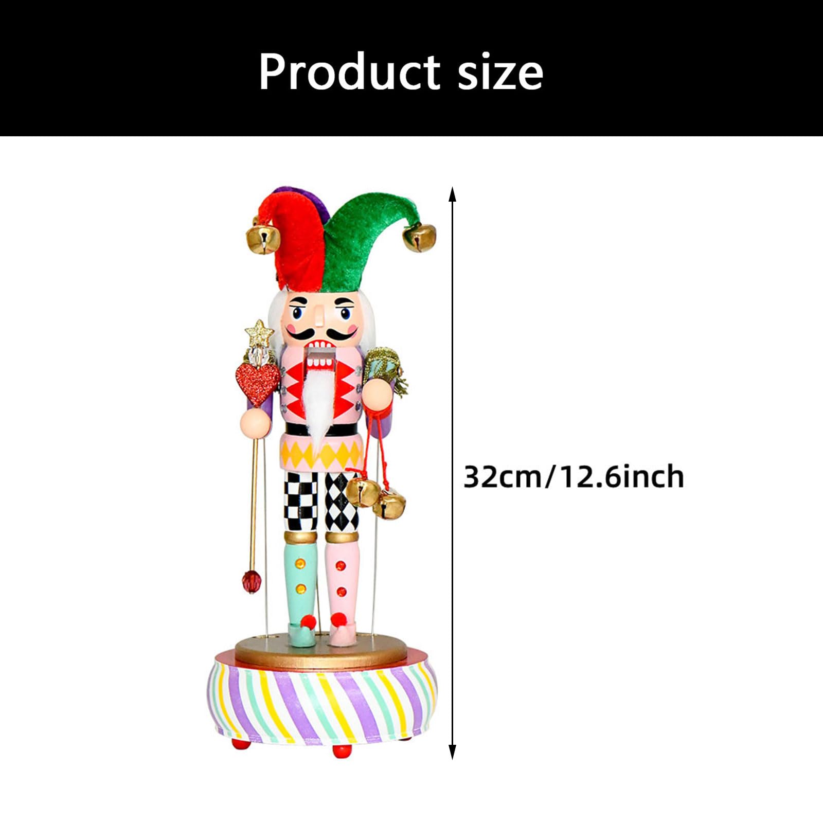Artis Craft Hölzerne Clown-Nussknacker-Figur, Spieluhr, Musik-Ornament für Feiertage, saisonale Atmosphäre, Raumdekoration, musikalische Nussknacker