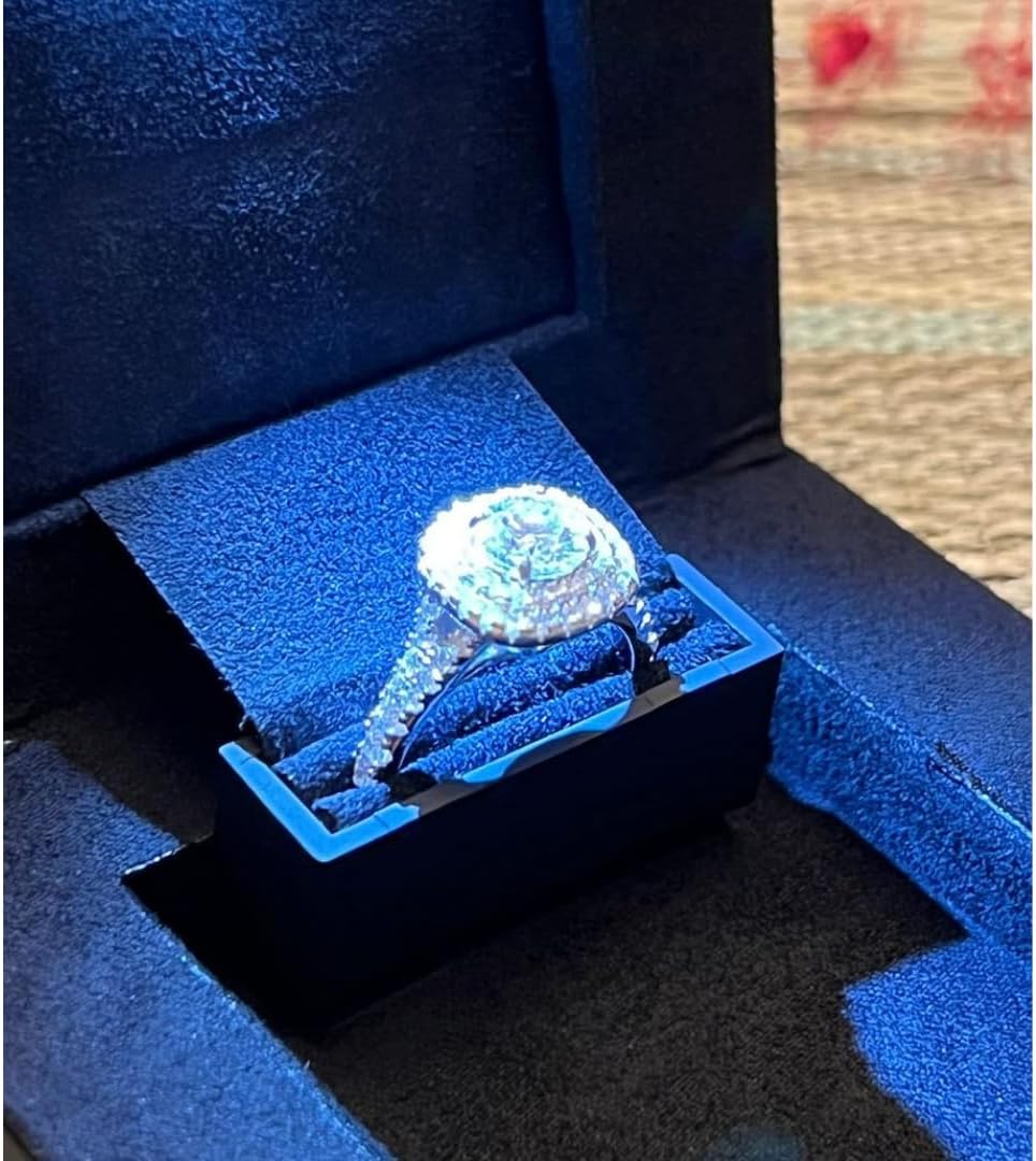 YJCBOX Ultra Slim Deluxe Hidden Proposal Engagement Ring Box with LED Light Black