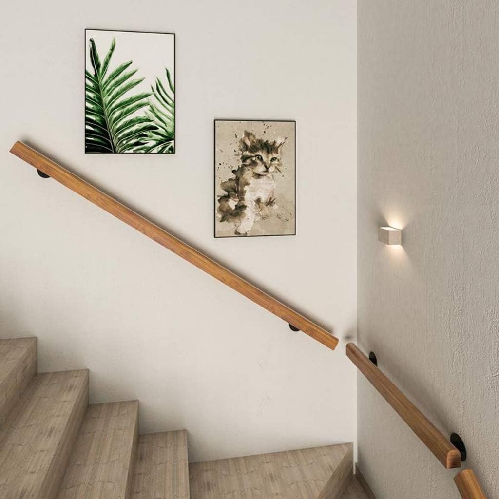 Contemporary Stair Handrail Wood Stair Rail Indoor Stairway Railing Straight Grab Bars Interior Stair Hand Rails Wall Mounted Home Garden Corridor Lofts Decking Railings for Stair