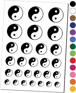 Yin and Yang Symbol Temporary Tattoo Water Resistant Fake Body Art Set Collection - Brown (One Sheet)