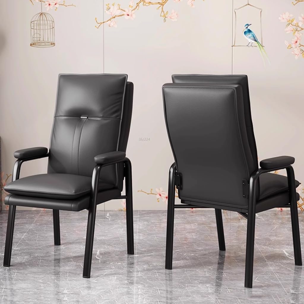 MEHWSUR Office Desk Guest Chair Leather Waiting Room Chairs with Padded Armrest,High Back Single Sofa Chair Leisure Lounge Chair for Living Room(Black)