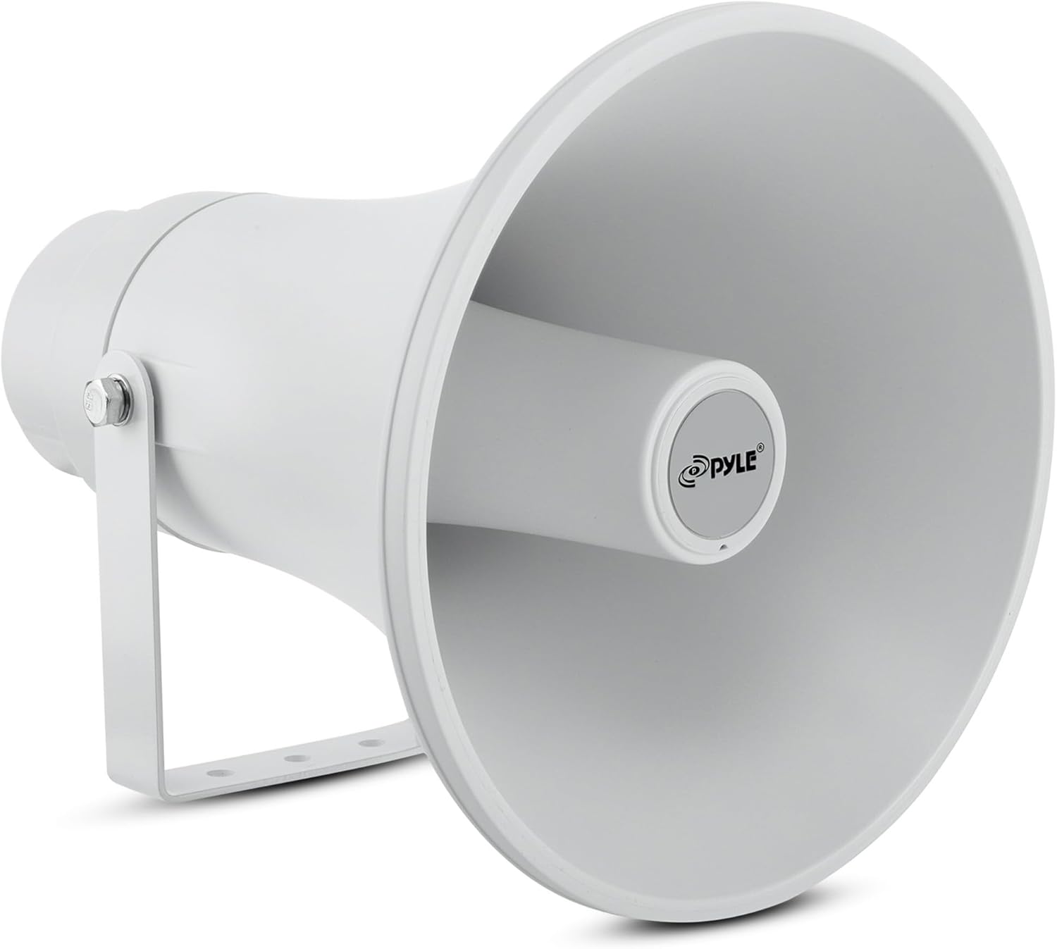 Pyle Indoor Outdoor PA Horn Speaker - 9.4 Inch 30-Watt Power Compact Loud Sound Megaphone w/ 400Hz-10KHz Frequency, 8 Ohm, 70V Transformer, Mounting Bracket - 70V Audio System PHSP30TA (White)