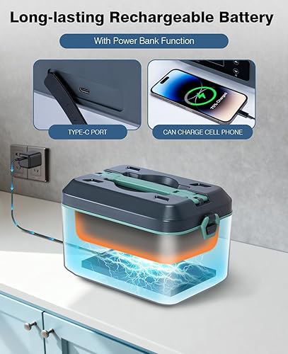 Miniatura 6 de Cordless Electric Lunch Box for Adults, Heated Lunch Box Battery Powered with 5 Side Heating, Portable Food Warmer with 5.5 Cups Removable