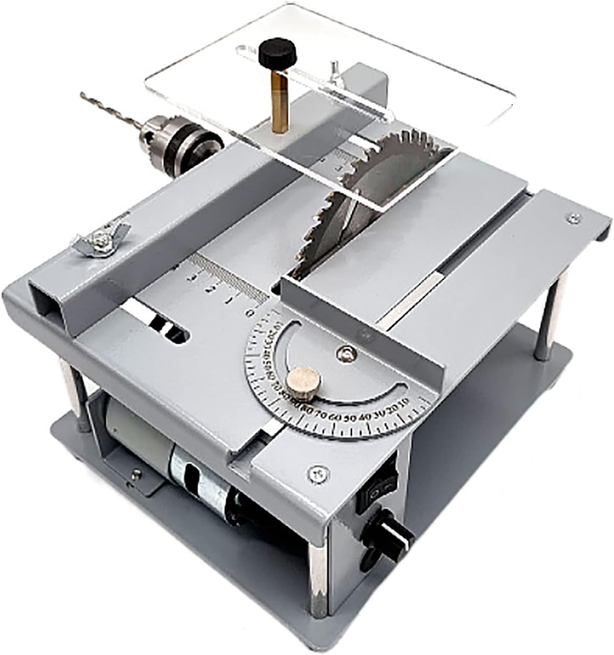 Mini Table Saw Low Noise Countertop Stand Cut Off Miter Power Tools for DIY Handmade Wooden Model Crafts Metal Ceramic Tile Glass Cutting(Size:Simple Set Color:150w) (150w Luxury suit)