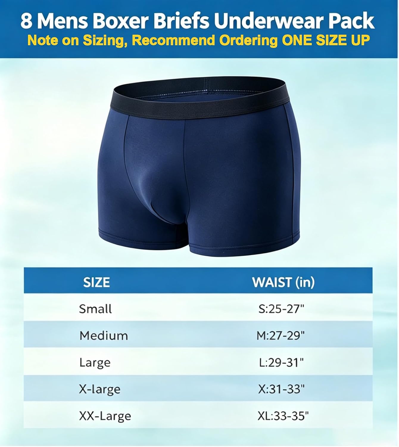 Mens Boxer Briefs 8-Pack Soft Breathable Moisture-Wicking Performance Underwear,Stretchy No-Ride-Up Cooling Trunks