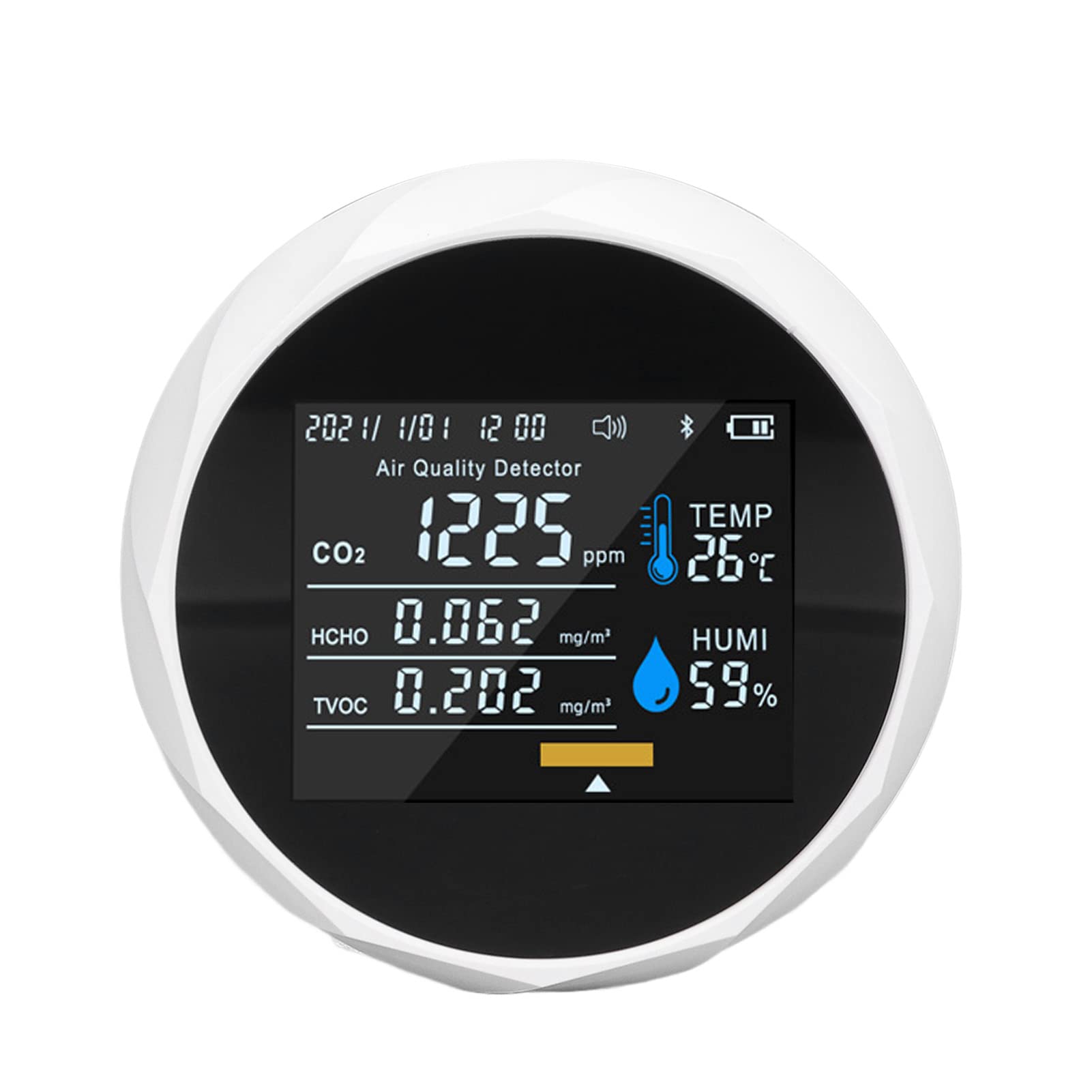 Monitor della qualità dell'aria Display a colori intelligente Rilevatore digitale portatile per Home Office Ricarica USB 5V (bianco)
