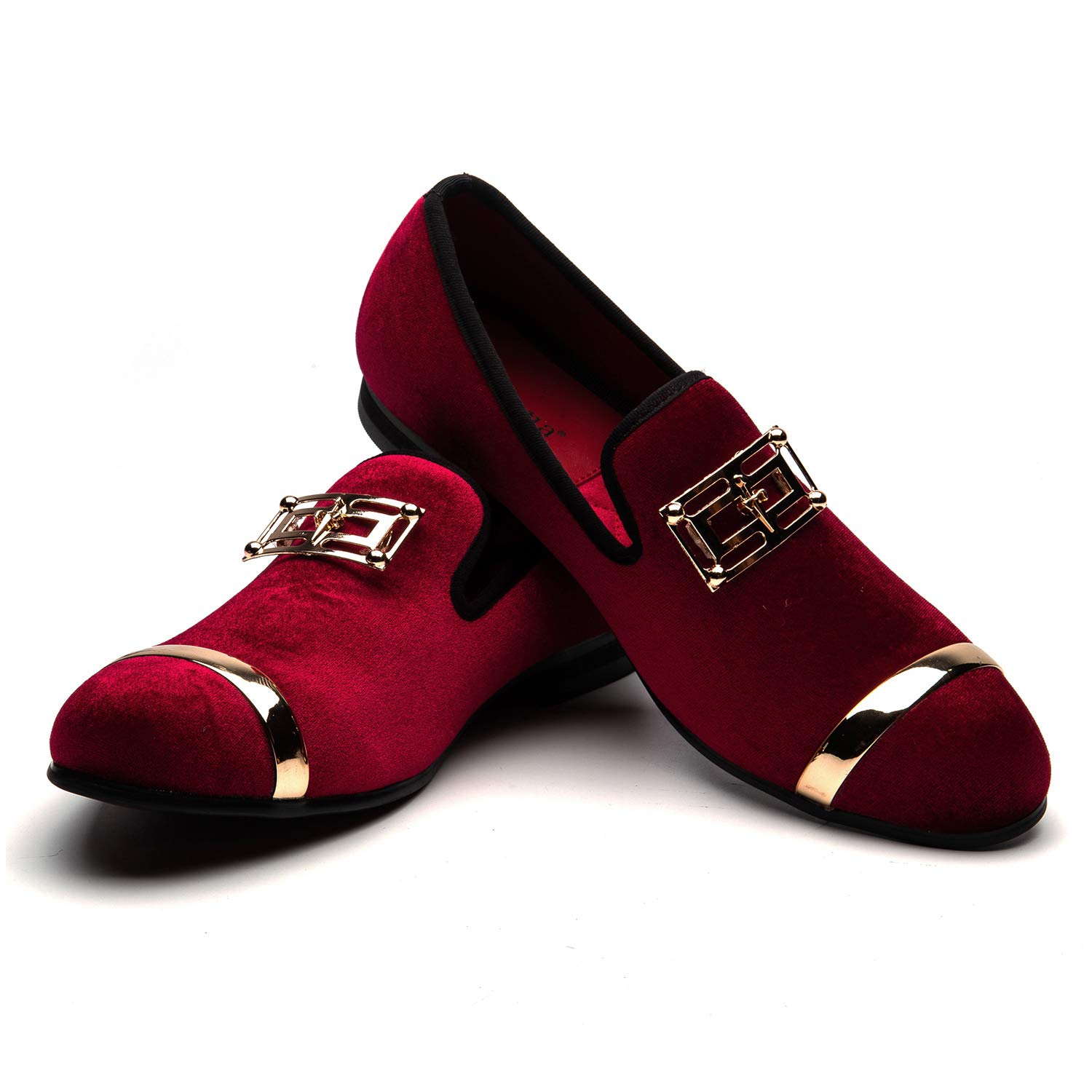 Meijiana Mens Loafers Velvet Dress Shoes with Gold Plate Smoking Slippers Slip on Penny Party Luxury Loafer Shoes for Men