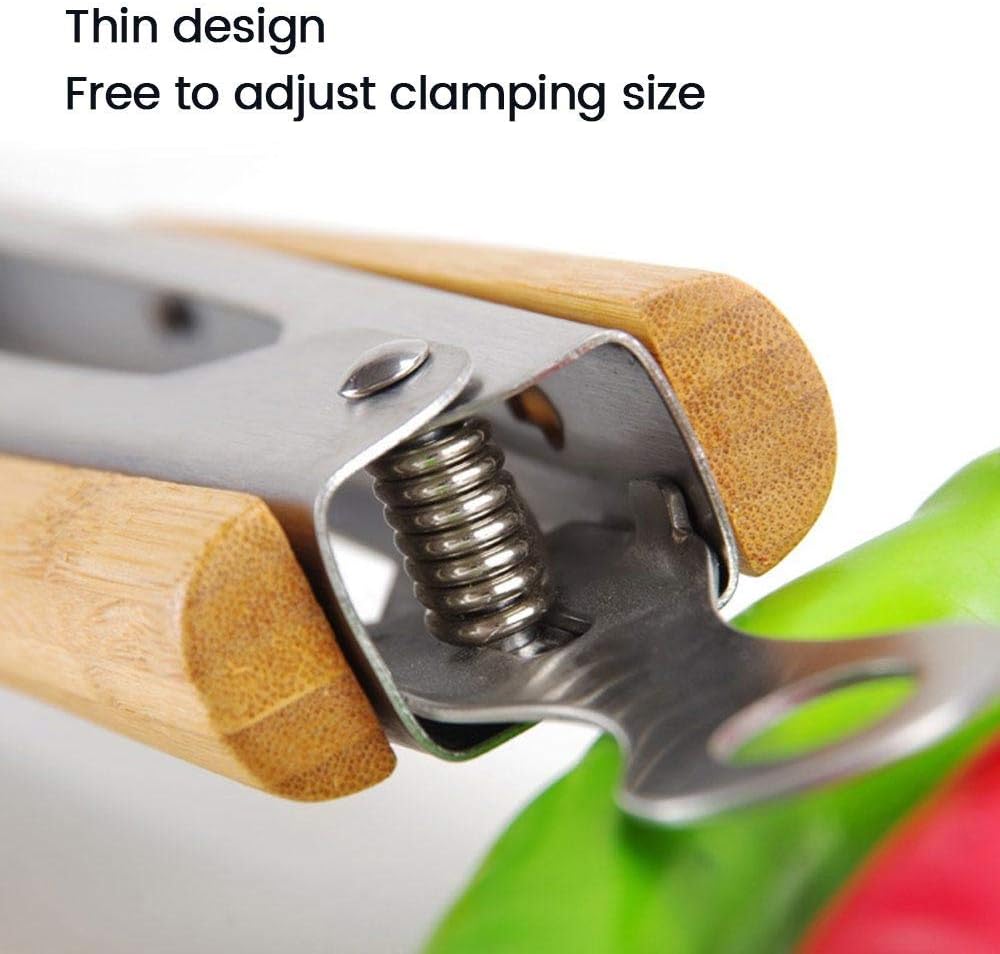 Stainless Steel Barbecue Tongs, Kitchen Heat-resistant Wooden Handle Larger, Outdoor Tool Clamp