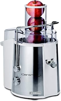 Ariete Centrika Metal Solid Juicer 0173/30-700 Watt, 75mm Wide Hopper, 1.7 Liter Pulp Hopper, 2 Stage Speed Adjustment Anti-Drip Mouth System