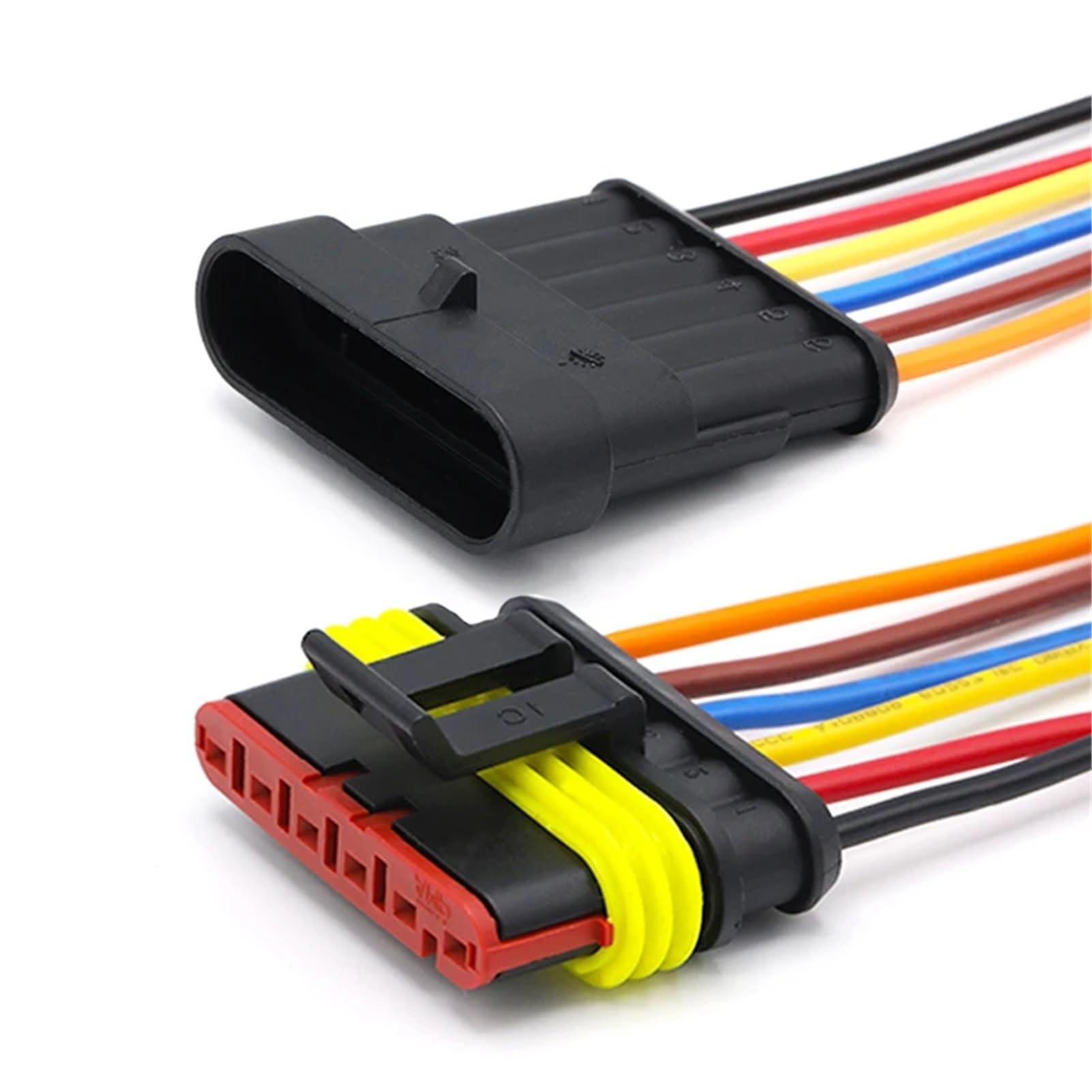 5/20/100 juegos de conectores eléctricos AMP para automóvil, enchufe impermeable de 1 a 6 pines, terminal HID, conversión macho hembra con cable de 15 cm (4p hembra 282088-1,100 juegos)