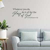 Vista 4 de Vancetyno Whatever You Do, Do It All for The Glory of God - 1 Corintios 10:31 - Vinilo decorativo para pared, frases cristianas, decoración del hogar