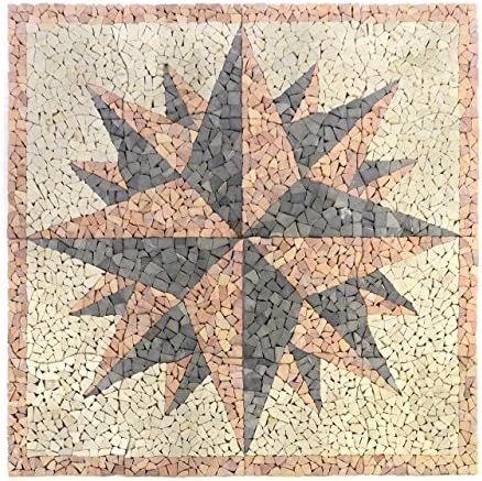 Mozaïektegels vloer natuursteen rozoon rozet 60x60 cm