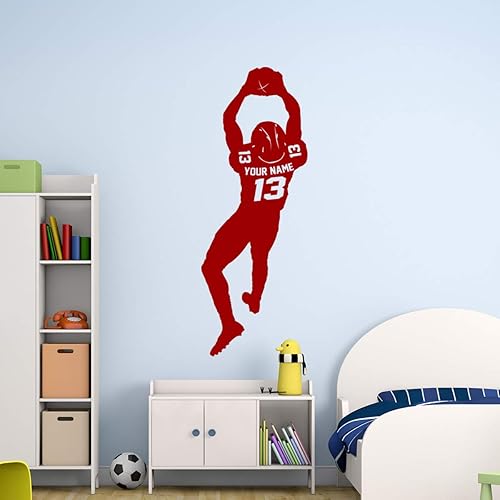 Miniatura 6 de VWAQ Calcomanía de pared personalizada de jugador de fútbol  Nombre personalizado Deportes calcomanía decorativa de vinilo  CS48 (60 pulgadas de