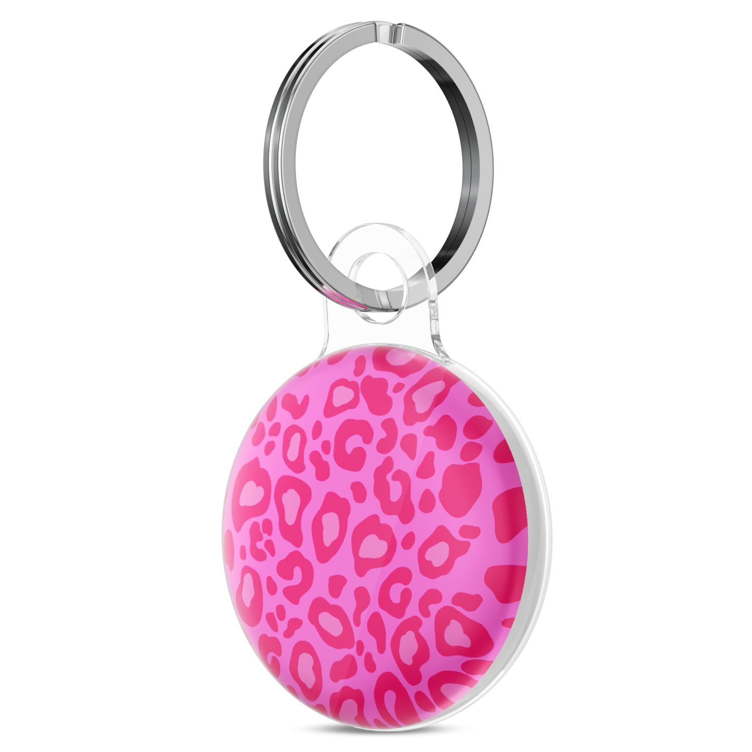Svanove for Airtag Holder Case Cheetah Print, Leopard Pattern Airtag Keychain, Luxury Trendy Air tag Accessories, Cute Girly Aesthetic Design Itag Key Ring Cover for Women Girl Kids, Hot Pink - 1