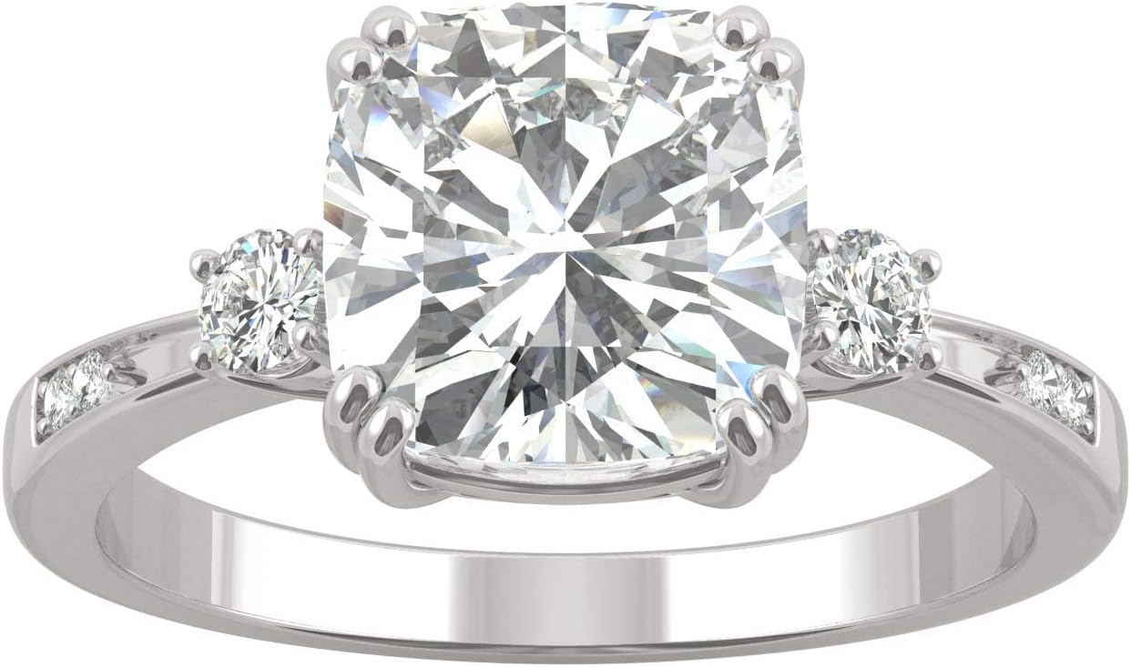 Charles & Colvard 14K Gold Moissanite 8mm Cushion Engagement Ring, 2.54cttw DEW
