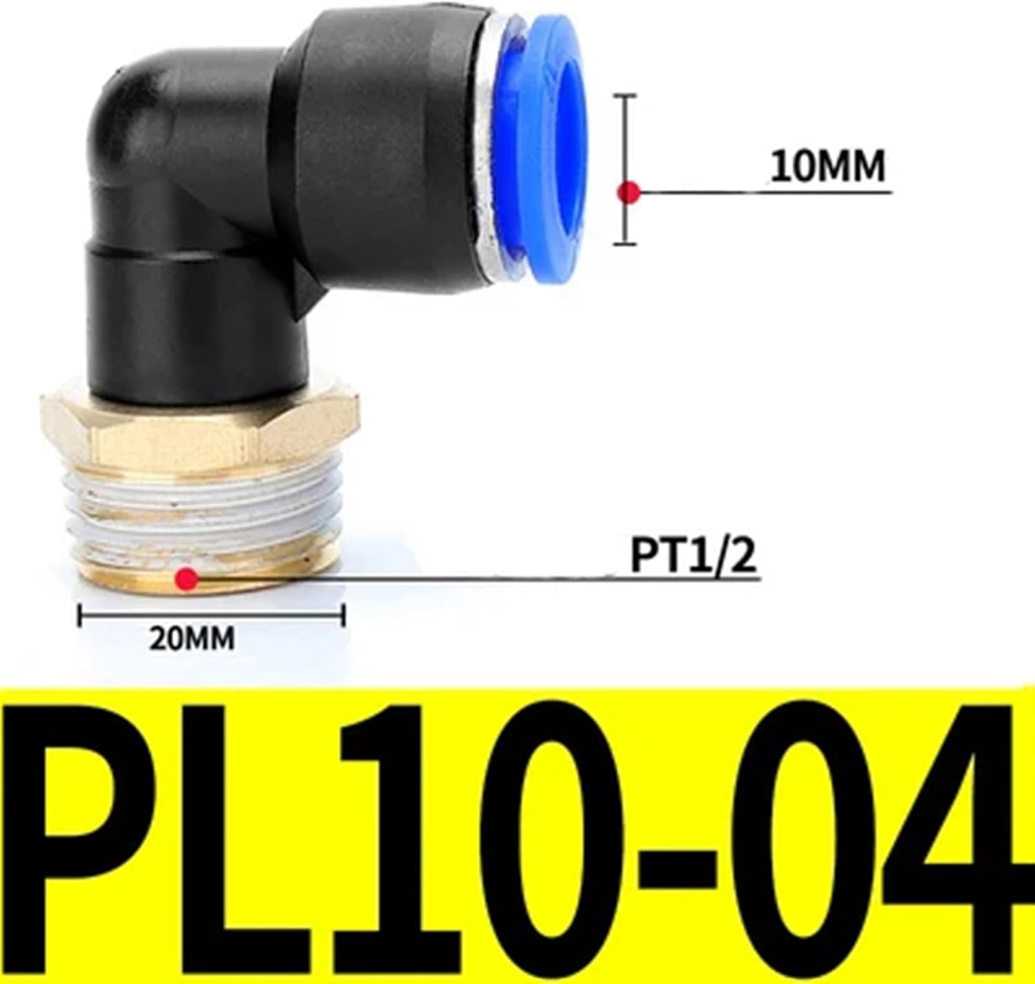 PL Elbow Pneumatic Fitting 1/4 3/8 1/2 1/8 Standard Pipe Thread Male Thread Air Quick Connector L Shape Push In Hose OD 6mm 8mm 10mm 12mm(PL10-04)