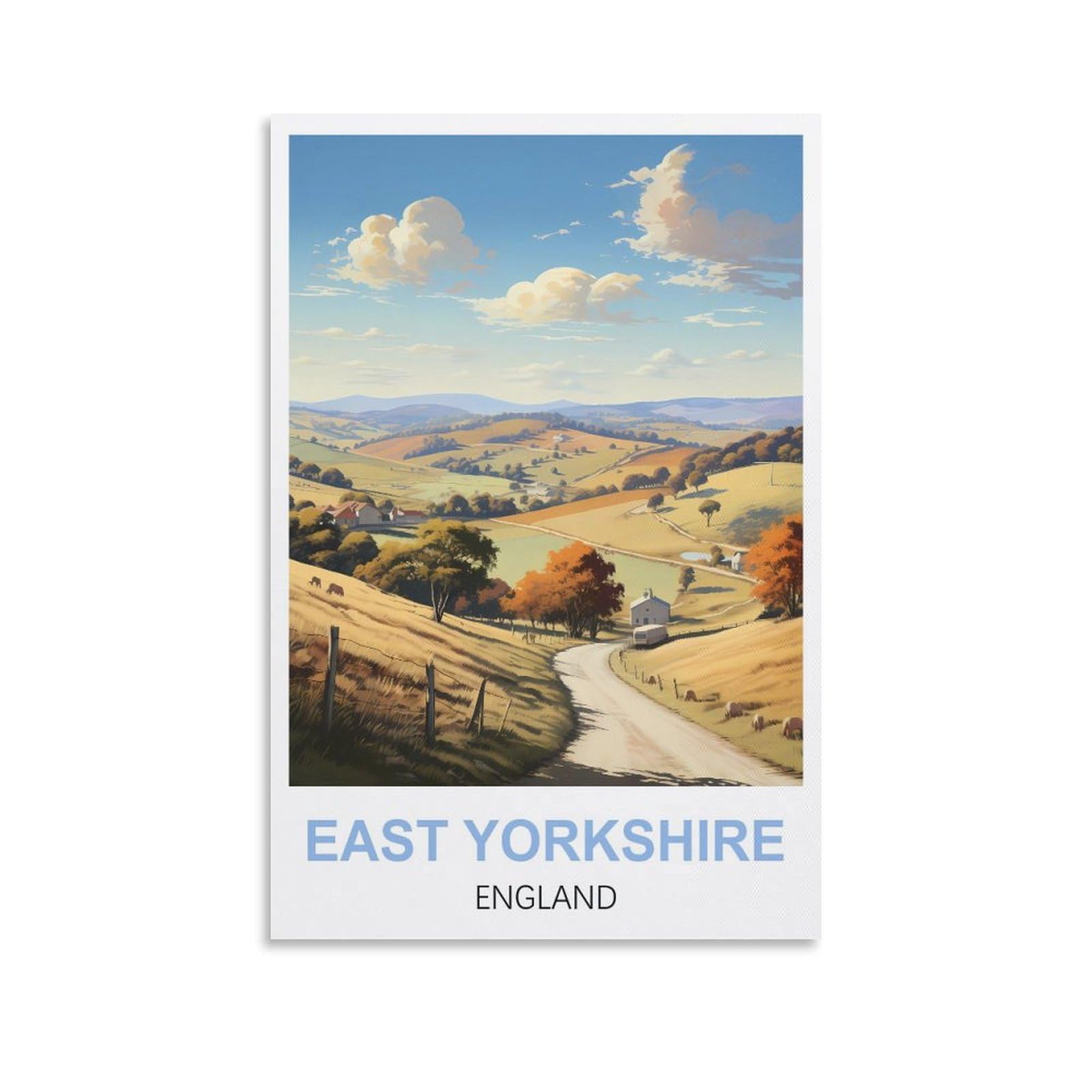 WGMDOEE East Yorkshire England Vintage Travel Posters 08x12inch(20x30cm) Canvas Poster Living Room Wall Art Home Decor
