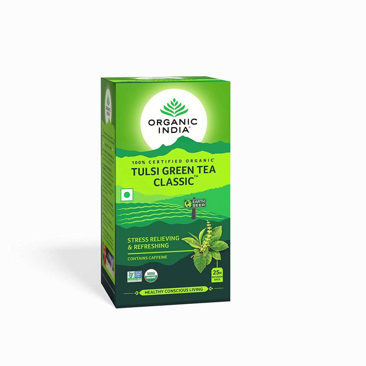 Organic India Tulsi Green Tea with 25 Bags - Pack of 5 - Image 4 thumbnail