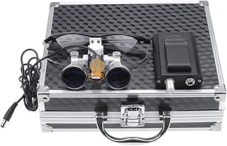 EustomA 3.5X Binocular Loupes Optical Glass Magnifier 3W LED Waist Hanging Light Clip on Lamp DY-004 with Optical Filter (Black)