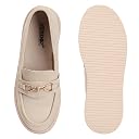 LENSBURY Women’s Platform Loafers || Stylish Slip-On Casual Shoes with Metal Buckle | Comfortable Everyday Mocassins Ballet I for Casual Office Formal Cream gallery image