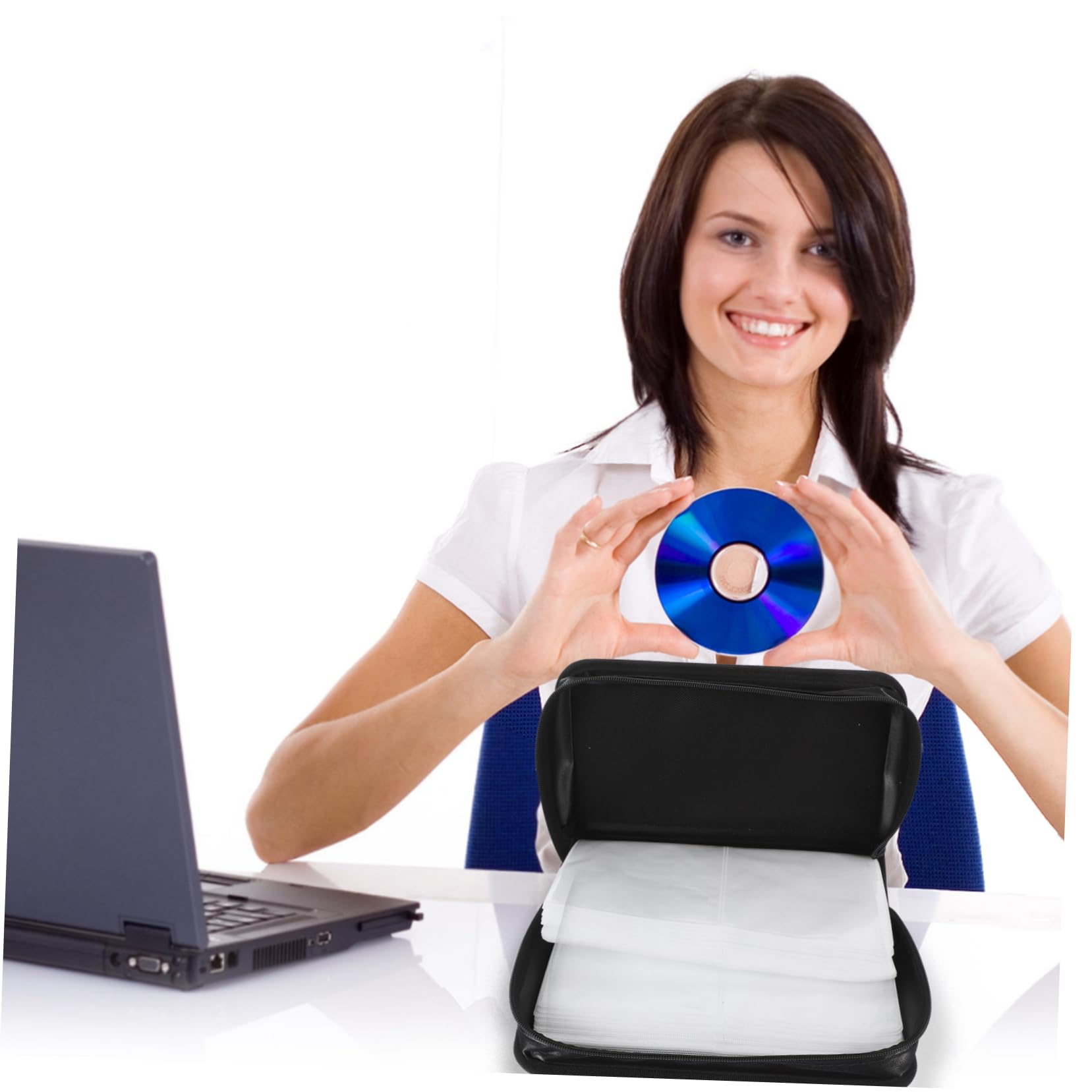 Custodia per CD e Dvd Maniglia, Capacità 128 Dischi, Tessuto Mercerizzato, Riutilizzabile, 2 Pezzi, per Casa e Viaggio