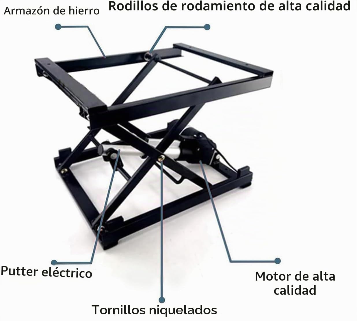 Mesa de elevación de tijera eléctrica - Altura ajustable con doble tijera hidráulica, control remoto inalámbrico para manejo de materiales en almacenes y fábricas