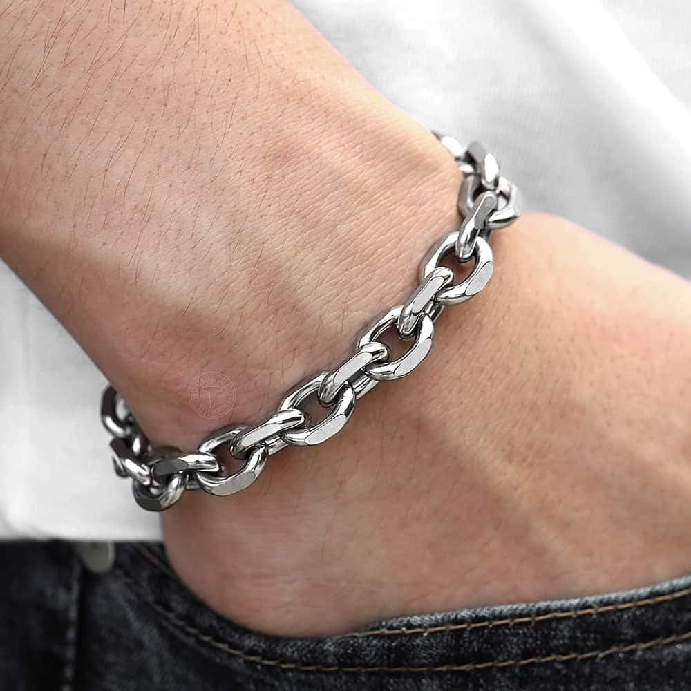 Trendsmax Unisex Oval Rolo Cable Chain Link Stainless Steel Bracelet Silver Tone 7-11 Inch - Image 2