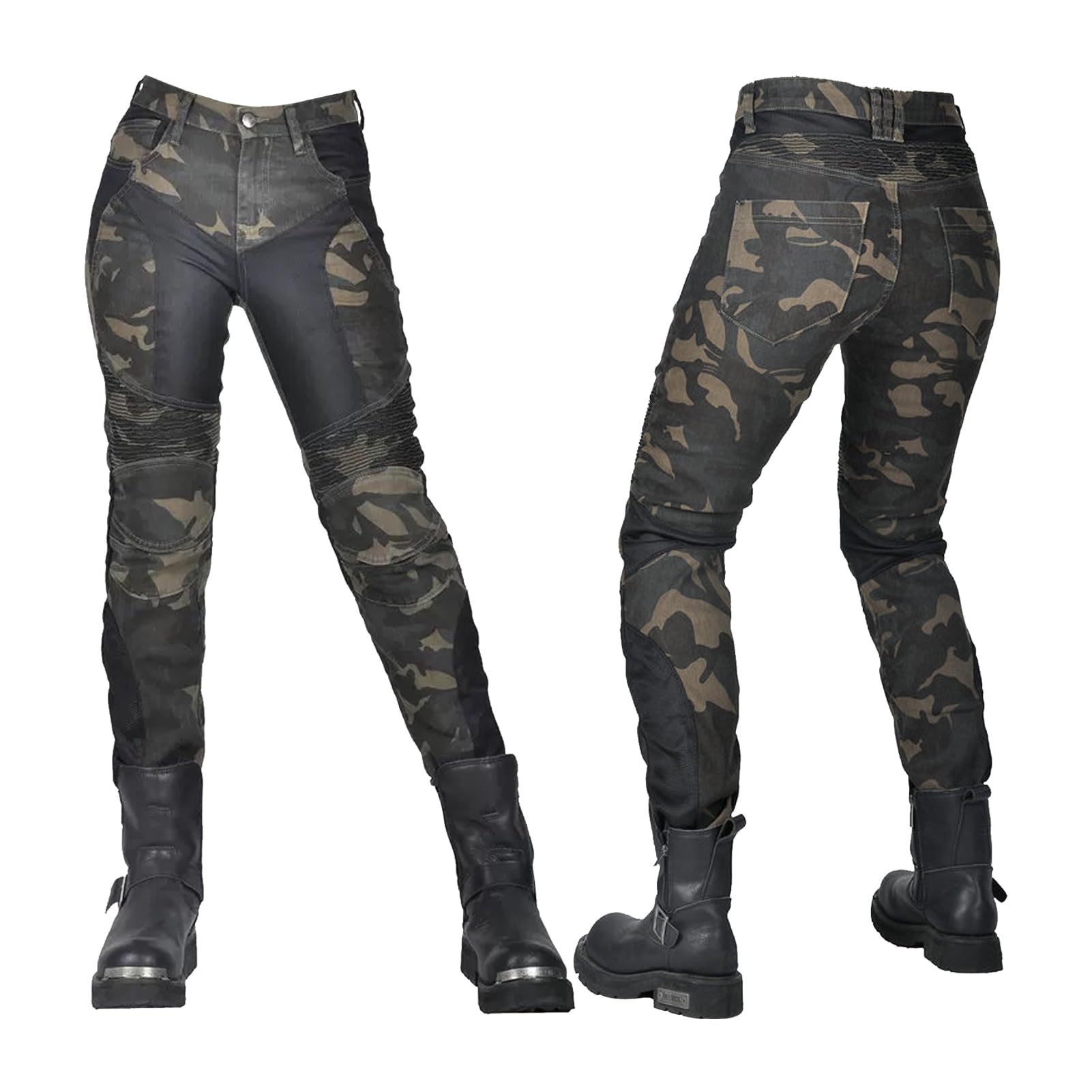 Pantaloni da Moto Uomo & Donna - Pantaloni Biker Elasticizzati con Protezioni Ginocchia & Fianchi, Approvati CE, Comodi E Resistenti Pantaloni Protettivi per Motociclisti